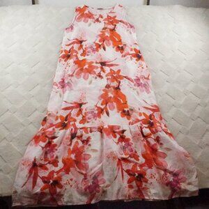 allegra masetti firenze Linen Maxi Dress Womens Small Floral Multi Color